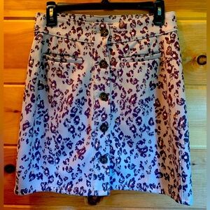Maurices Women 10 Soft Leopard Print Button Front Short Skirt Faux Suede